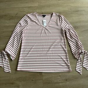 Ann Taylor Red & White Striped Blouse NWT SZ M